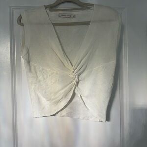 Bishop + Young Cream Sleeveless Tie Front Blouse